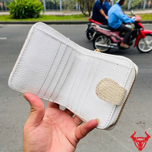 Ví Da Cá Sấu Bạch Tạng Có Ngăn Khóa Kéo Ví da cá sấu gai lưng bạch tạng sang trọng