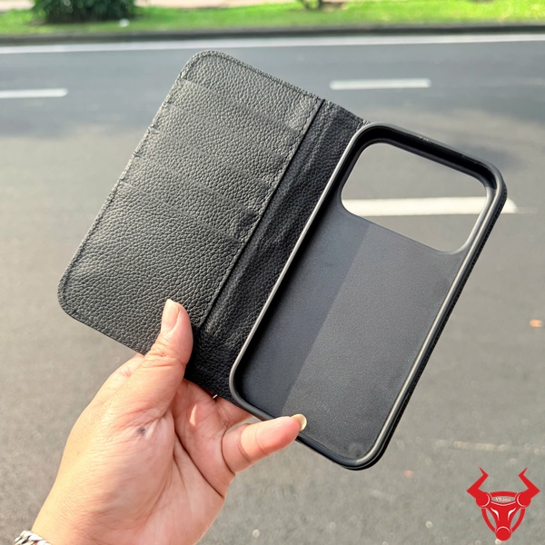 Bao Da Flip Cover iPhone 17 Pro Sang Trọng Bao da iPhone 17 Pro da bụng cá sấu ELBA8 bảo vệ máy.