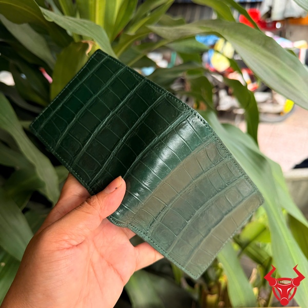 Ví Nam Da Cá Sấu Xanh Lục Cao Cấp Đẳng Cấp Ví da bụng cá sấu thật màu xanh lục