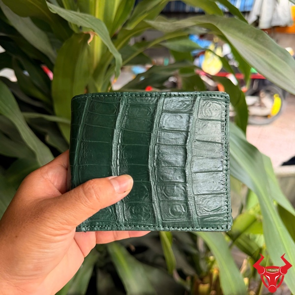 Ví Nam 2 Mặt Da Bụng Cá Sấu VCA8 Màu Xanh Lục Ví nam 2 mặt da bụng cá sấu màu xanh lục