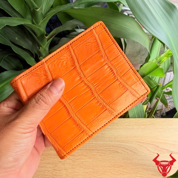 Ví Nam Da Cá Sấu Thái Lan Màu Cam Thời Trang Ví nam da cá sấu Thái Lan màu cam thời trang