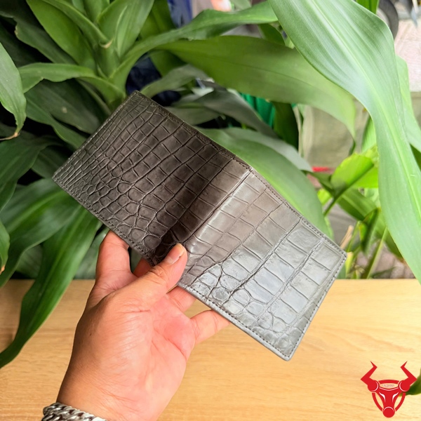 Ví Da Cá Sấu Thái Lan VBA8-TL Đẳng Cấp Ví nam form ngang da cá sấu màu xám cao cấp