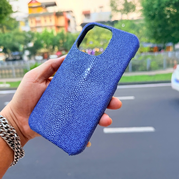 Ốp iPhone 15 Pro Max da cá đuối sang trọng Ốp da cá đuối ngọc trai bảo vệ iPhone 15 Pro Max