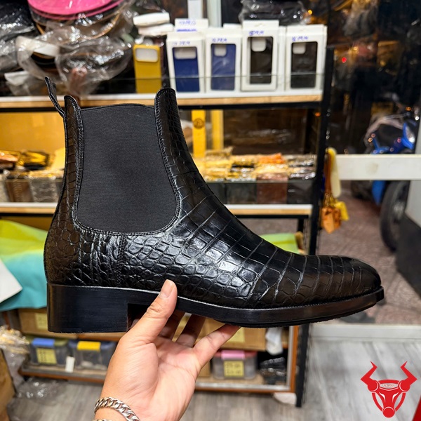 Boot da cá sấu thủ công cao cấp form chuẩn GEA8 Chelsea boot da cá sấu bền đẹp theo thời gian