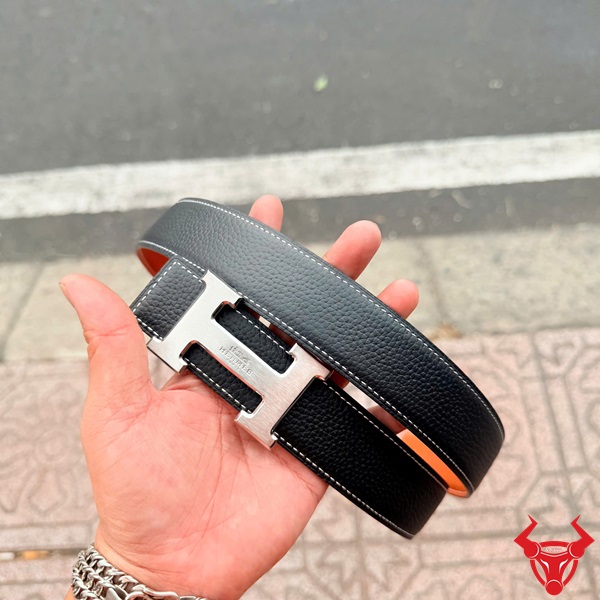 thắt lưng da bò ý tlk16 đa phong cách thời trang Thắt lưng da bò Togo Ý khoá H trắng tinh xảo