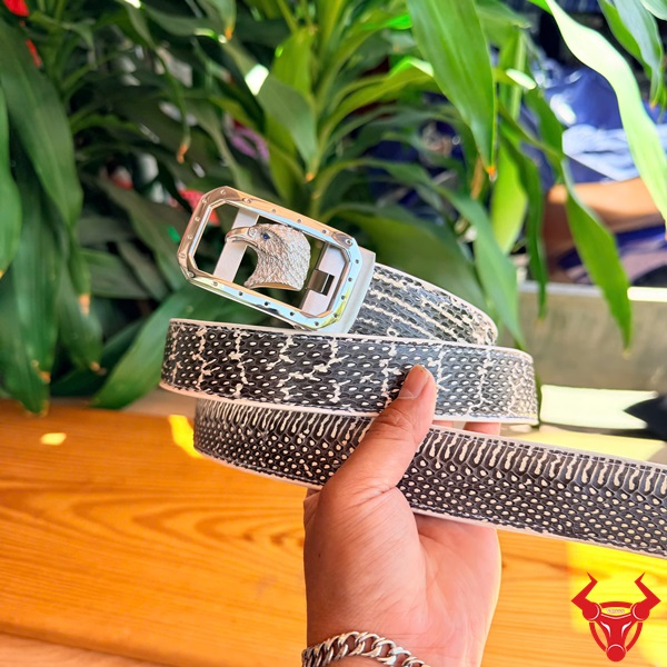 thắt lưng da rắn cao cấp khóa ray trượt dễ dùng Thắt lưng da rắn khóa thép không gỉ cao cấp