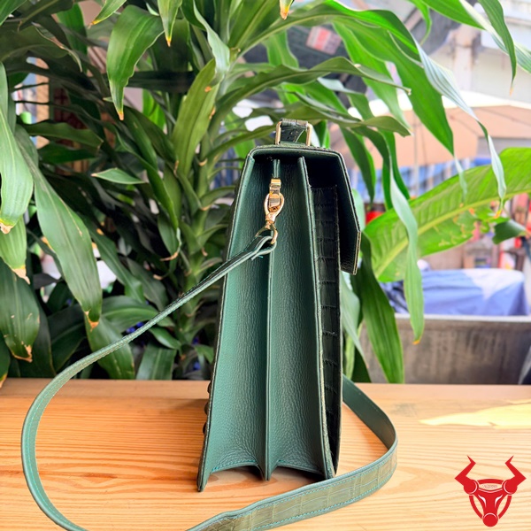 Cặp Công Sở Nam Da Cá Sấu CTA4 Xanh Lá Sang Trọng Cặp xách nam CTA4 da cá sấu cao cấp