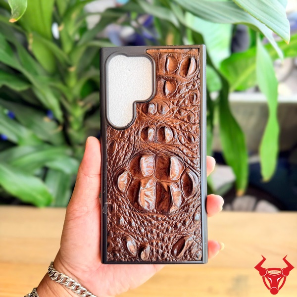 Ốp lưng Samsung S24 Ultra da cá sấu gù OSBA4 nâu sáng Ốp lưng Samsung S24 Ultra da cá sấu gù OSBA4 màu nâu sáng