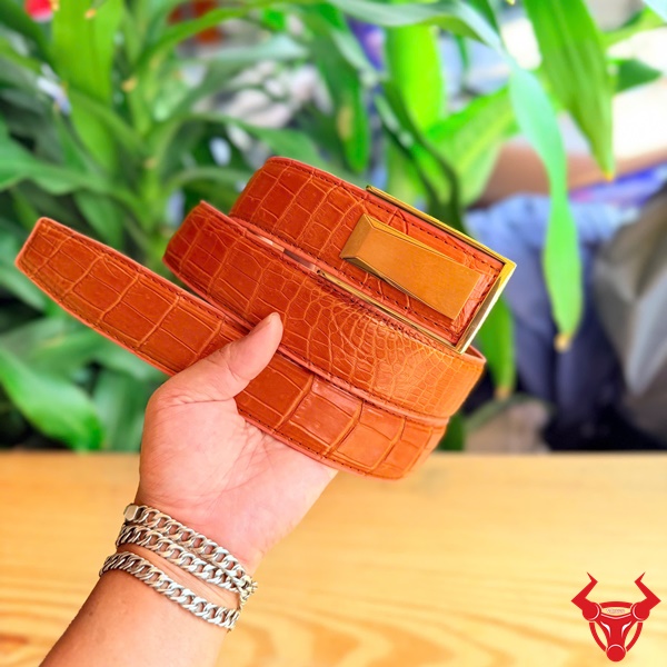 Thắt lưng da cá sấu dây liền khóa thép TSK131-B Thắt lưng TSK131-B da cá sấu dây liền cao cấp