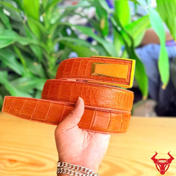 Thắt lưng da cá sấu Thái Lan TSK131-B màu vàng cam Thắt lưng da cá sấu Thái Lan TSK131-B màu vàng cam cao cấp