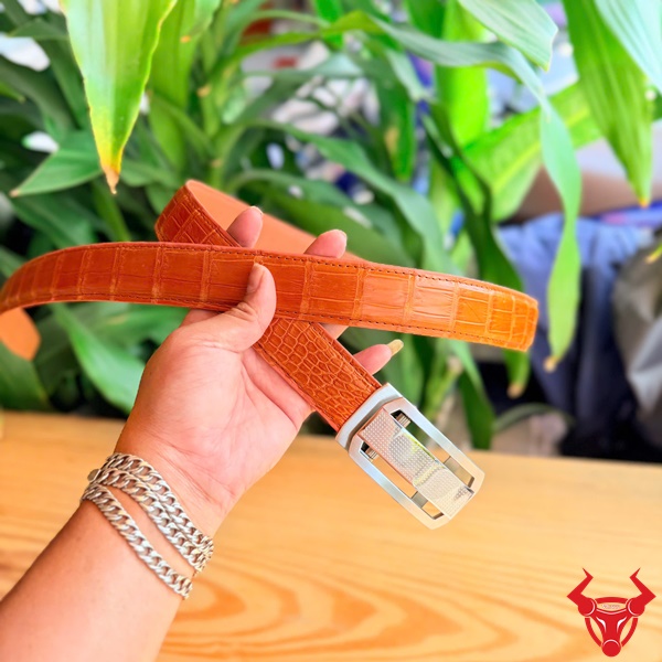 Thắt lưng da cá sấu TSK33 sang trọng lịch lãm Thắt lưng TSK33 da cá sấu dây liền cao cấp