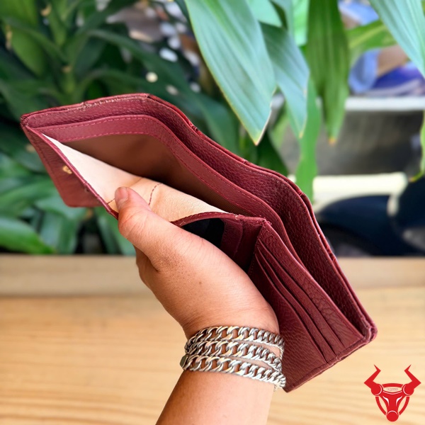 Ví 3 Gấp Nữ VRA8 Da Cá Sấu Cao Cấp Đỏ Mận Ví 3 gấp nữ VRA8 da cá sấu cao cấp đỏ mận
