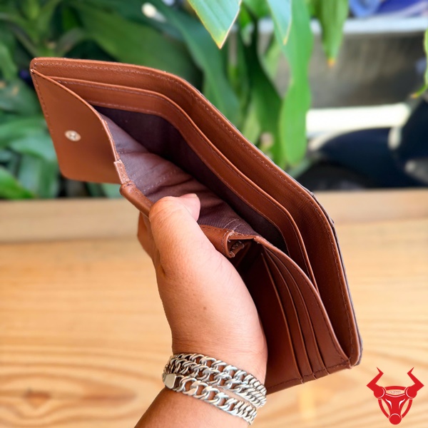 Ví Da Cá Sấu Nữ VRA8 Màu Nâu Coffee Nhỏ Gọn Ví nữ 3 gấp da cá sấu VRA8 màu nâu coffee