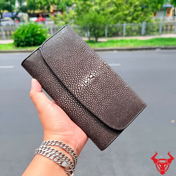 Ví Da Cá Đuối Nữ BLA17 Xám Cá Tính Thời Trang Ví da cá đuối xám BLA17 thiết kế tinh tế sang trọng