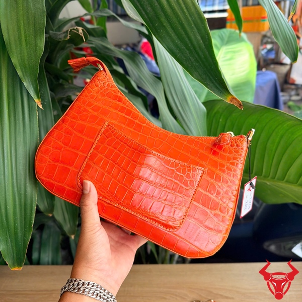 Túi Đeo Vai Nữ Da Cá Sấu TYC09 Cam Sang Trọng Quý Phái Túi xách đeo vai nữ màu cam da cá sấu bóng kính thời trang cao cấp