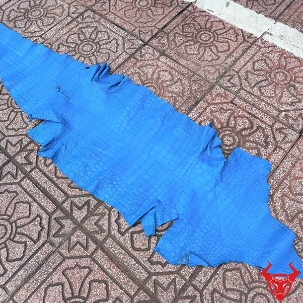 Da Cá Sấu Thái Lan Màu Xanh Dương Vân Đều Size 5 Nhỏ Tấm da cá sấu Thái Lan màu xanh dương size 5 nhỏ bỏ gai chất lượng cao.