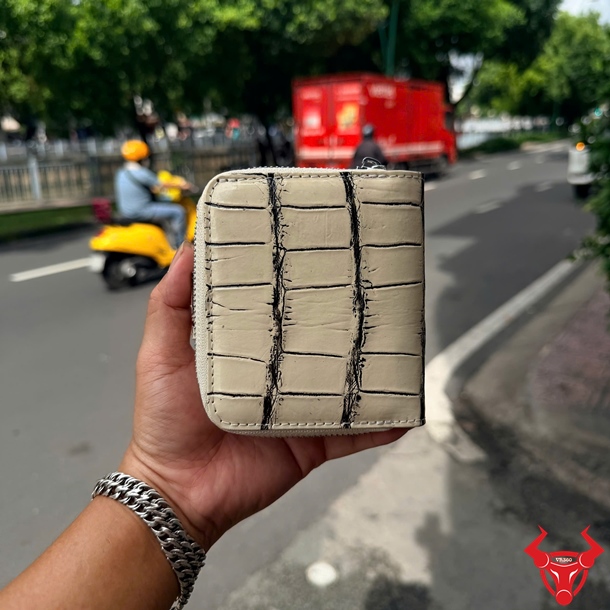 Ví Nữ Da Cá Sấu Thái Lan VRBA8 Màu Trắng Đen Đẳng Cấp Ví nữ dáng ngắn da cá sấu Thái Lan VRBA8 trắng đen đẳng cấp