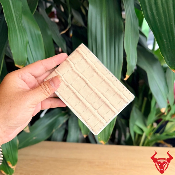 Ví Da Bò Vân Cá Sấu VOBA19 Nâu Bạc Xỉu Độc Lạ Ví da bò VOBA19 vân cá sấu màu Nâu Bạc Xỉu dáng kẹp tiền nhỏ gọn