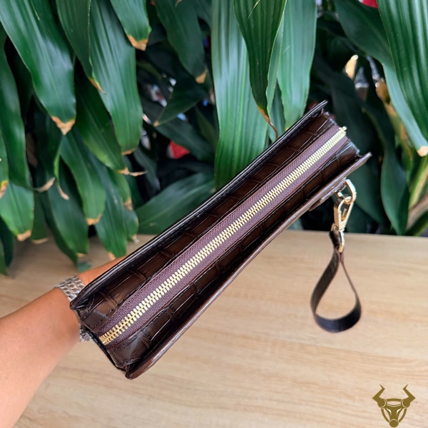 Clutch Cầm Tay CKCA8 Phụ Kiện Sang Trọng Clutch da cá sấu CKCA8 màu nâu khẳng định phong cách