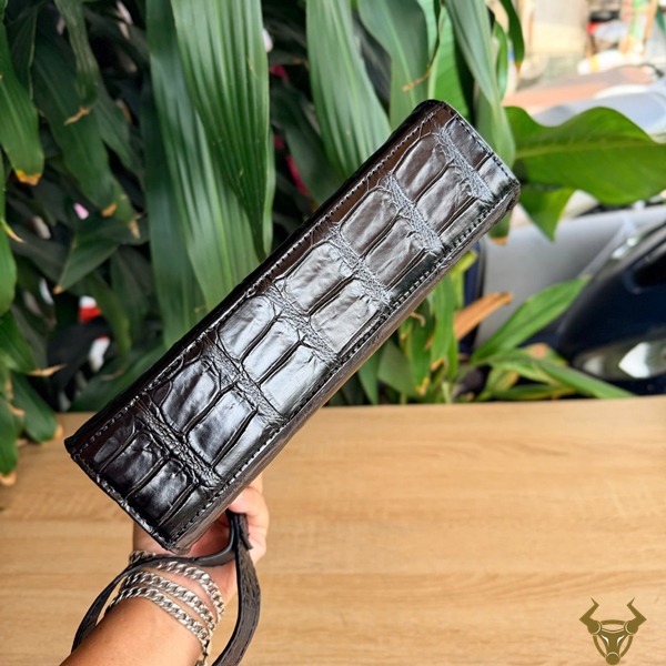 Clutch Nam CKCA8 Da Cá Sấu Màu Đen Thời Trang Clutch cầm tay nam CKCA8 da bụng cá sấu thời trang