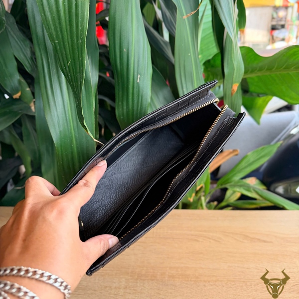Clutch Cầm Tay CKCA8 Da Cá Sấu Đen Tiện Dụng Clutch nam CKCA8 da bụng cá sấu Thái Lan sang trọng