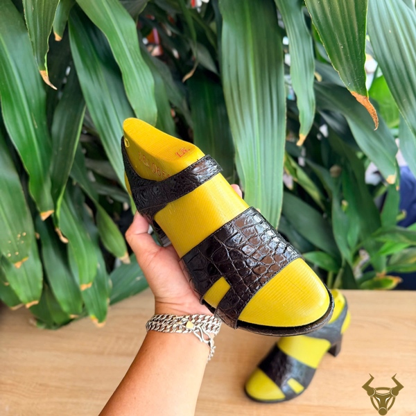 Dép Sandal Cao Gót DJEA8 Màu Đen Phong Cách Thanh Lịch Dép sandal cao gót DJEA8 da cá sấu thật cao cấp
