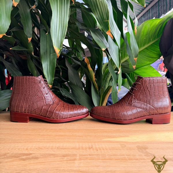 Giày Boot Nam GJBA8 Da Cá Sấu Nâu Trầm Cao Cấp Giày Chukka Boot GJBA8 da cá sấu thật độc đáo