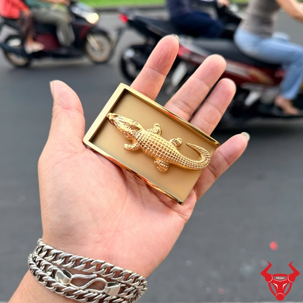 Mặt Khóa Thắt Lưng Thép Hình Cá Sấu K41 Cao Cấp Mặt khóa thắt lưng thép hình cá sấu lớn K41 kiểu bấm lỗ