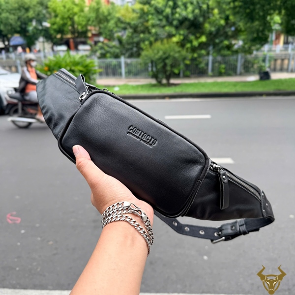 Túi Bao Tử Nam Da Bò Contact34 Màu Đen Cao Cấp Túi bao tử nam da bò màu đen Contact34 thời trang cao cấp