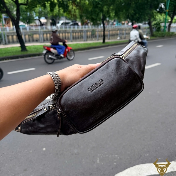 Túi Bao Tử Nam Da Bò Contact34 Màu Nâu Đen Cao Cấp Túi bao tử nam da bò màu nâu đen Contact34 thời trang cao cấp