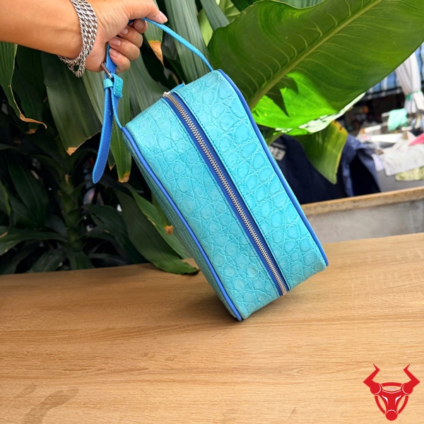 Túi Clutch Nam Da Cá Sấu Xanh Lam Tiện Dụng Túi clutch nam da cá sấu Thái Lan xanh lam cao cấp