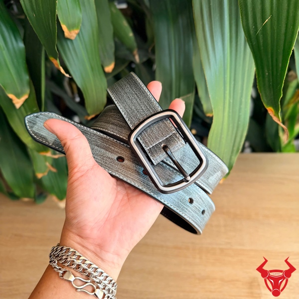 Thắt Lưng Da Bò TLK60 Màu Xám Đẳng Cấp Cho Nam Thắt lưng da bò nam TLK60 màu xám khóa kim cao cấp phối cùng quần âu và jeans