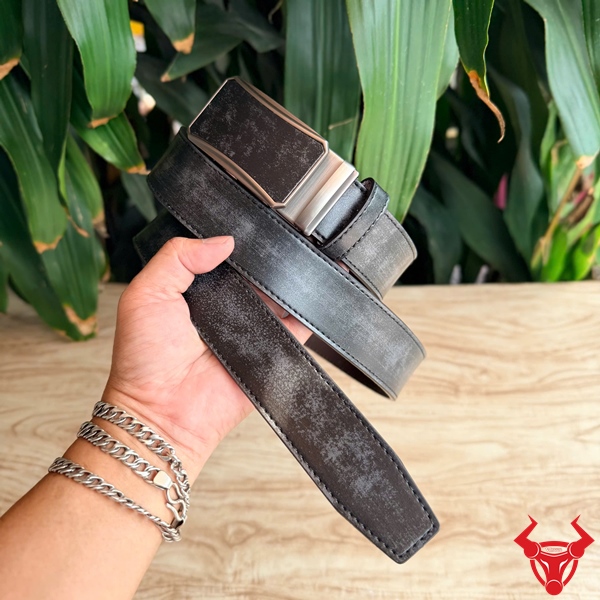 Thắt Lưng Nam Da Bò TLRN21 Màu Đen Thời Trang Thắt lưng nam TLRN21 da bò màu đen khóa ray trượt tự động tiện dụng
