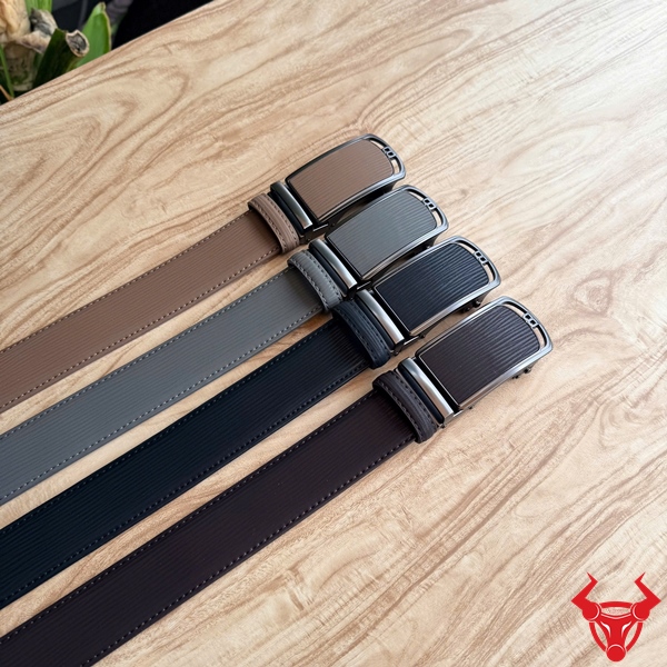 Thắt Lưng Da Bò TLRN22 Nâu Be Khóa Ray Trượt Dễ Phối Đồ Thắt lưng nam TLRN22 da bò vân sọc nâu be dễ phối trang phục