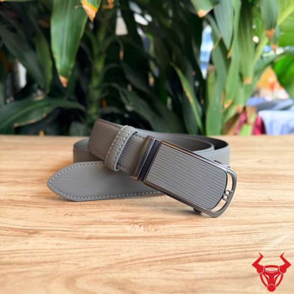 Thắt Lưng Nam TLRN22 Da Bò Xám Khóa Ray Trượt Tiện Dụng Thắt lưng nam TLRN22 da bò màu xám vân sọc phụ kiện thời trang cao cấp